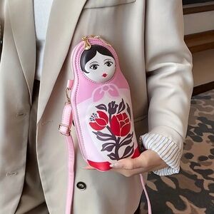Russian Matryoshka Doll Novelty Shoulder Bag - Vegan Leather Novelty Purse🪆